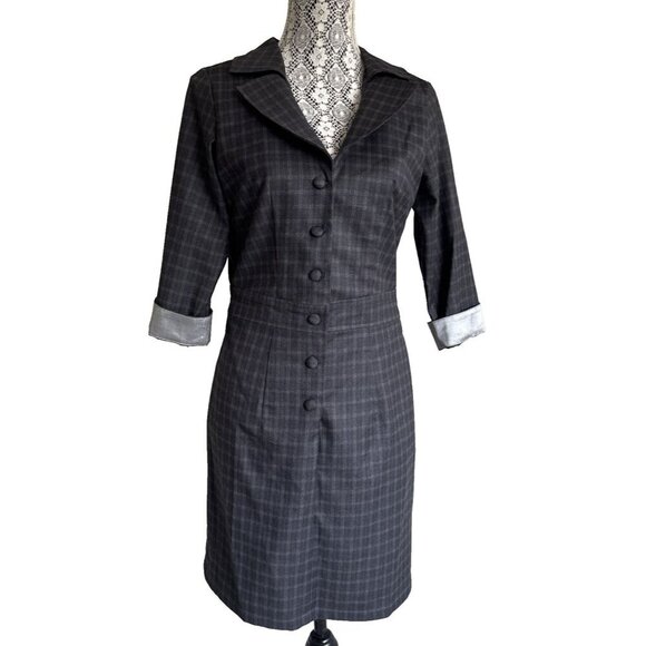 Tatum & Olivia Dresses & Skirts - Tatum & Olivia Dress, dress fitted Small, 3/4 sleeve‎ button front, 100% cotton